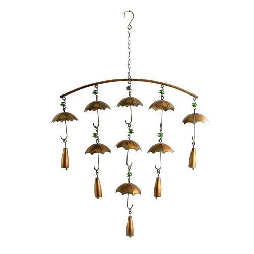 Zaer Ltd. International - Wholesale Wind Chime - Antique Copper Umbrella Wind Chimes with Bells- 3 Sizes