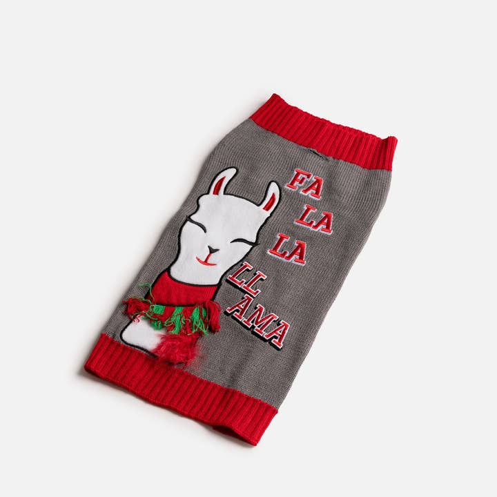 Silver Paw - Wholesale Pet Sweater - Dog - Ugly Xmas Dog Sweater - Fa La La Llama