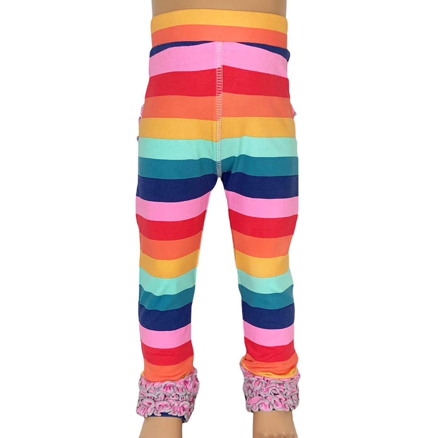 AnnLoren – Großhandel Fashion-Leggings – Kinder – Regenbogen-Leggings mit Rüschen für Mädchen, weiche Kinderkleidung6