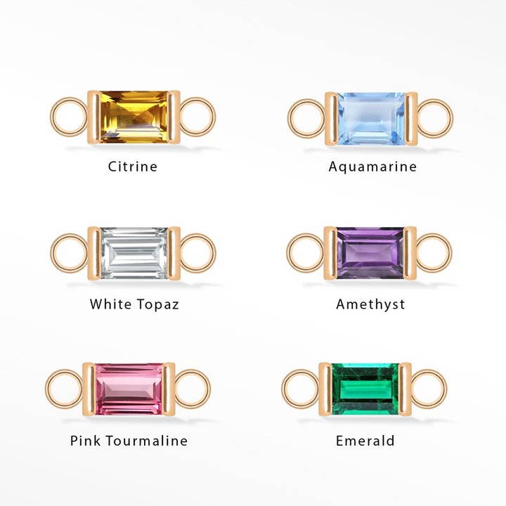 Venda por grosso de conectores Baguette 5x3mm Gemstone Natural Gemstone 14k em Ouro Rosa 14k para Joalharia Permanente por atacado de Nina Wynn Pro Shop