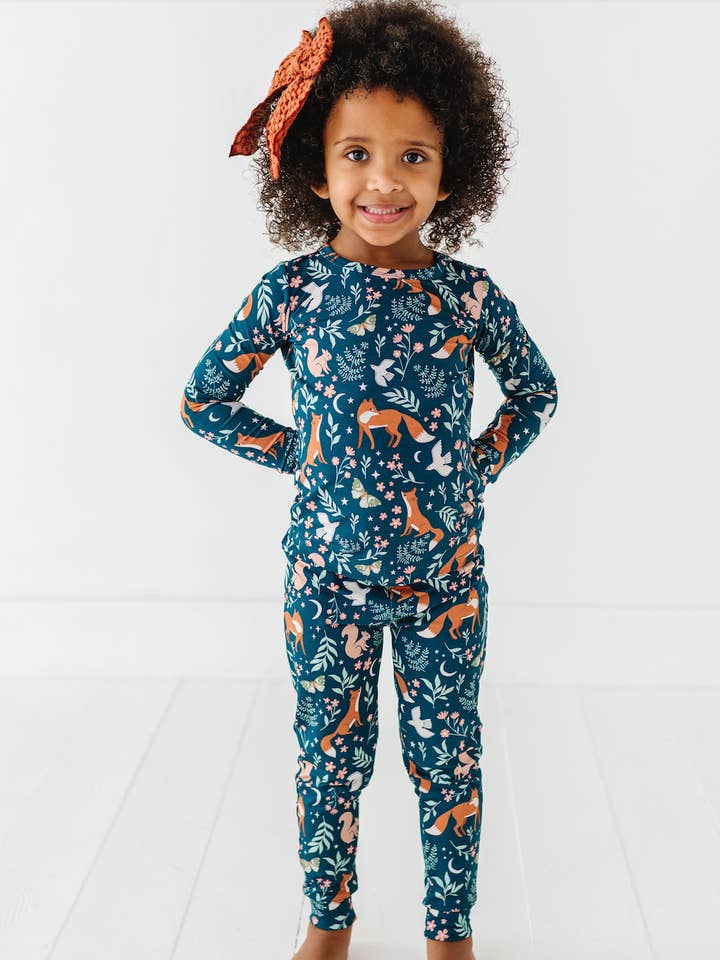 Kids Bamboo Pajamas - Woodland - Alice for wholesale by Bird & Bean®