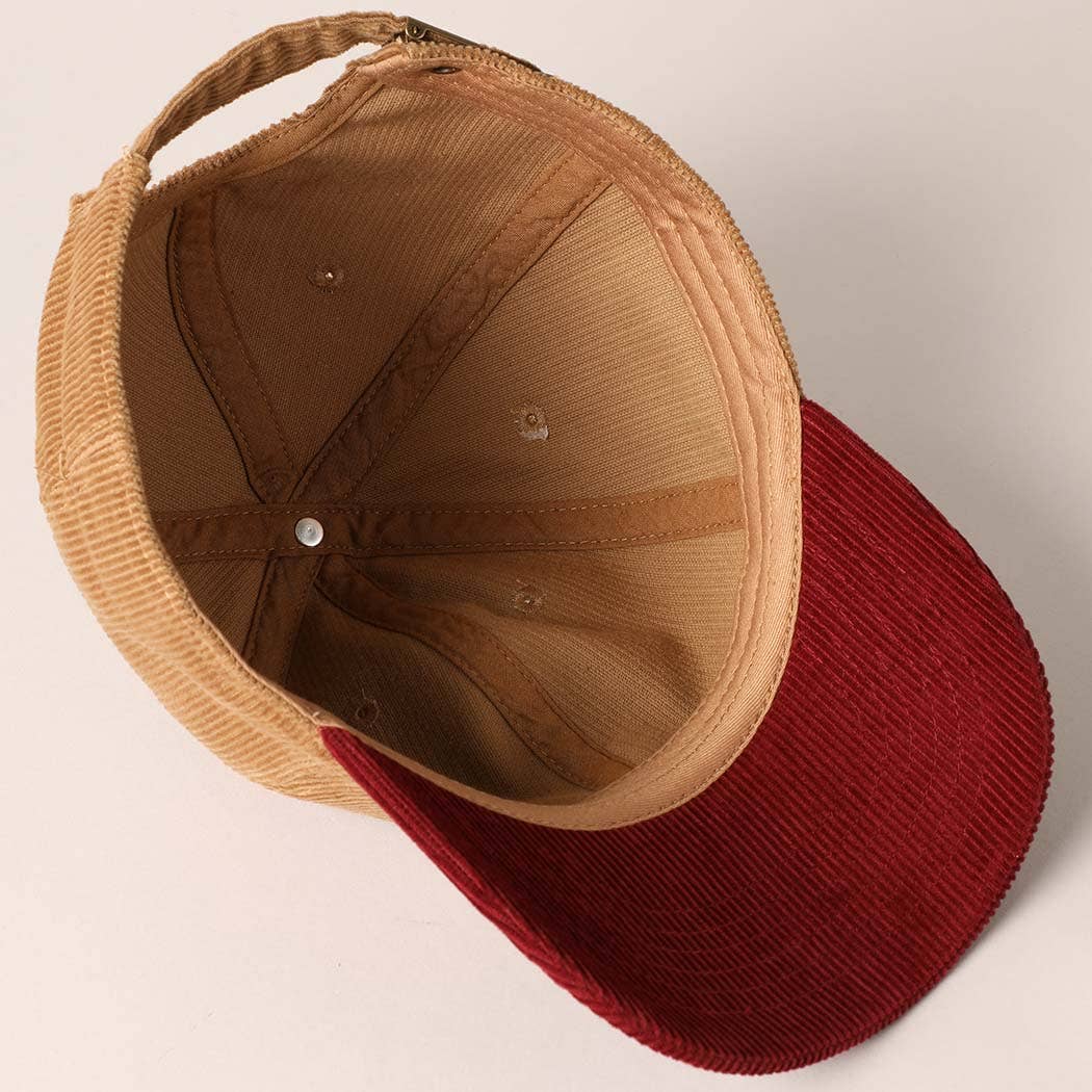 Fashion City - Wholesale Baseball Cap - Unisex - Corduroy Two-Tone Adjustable Baseball Cap19