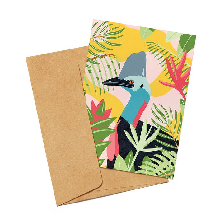 Cassowary Greeting Card for wholesale by Outer Island