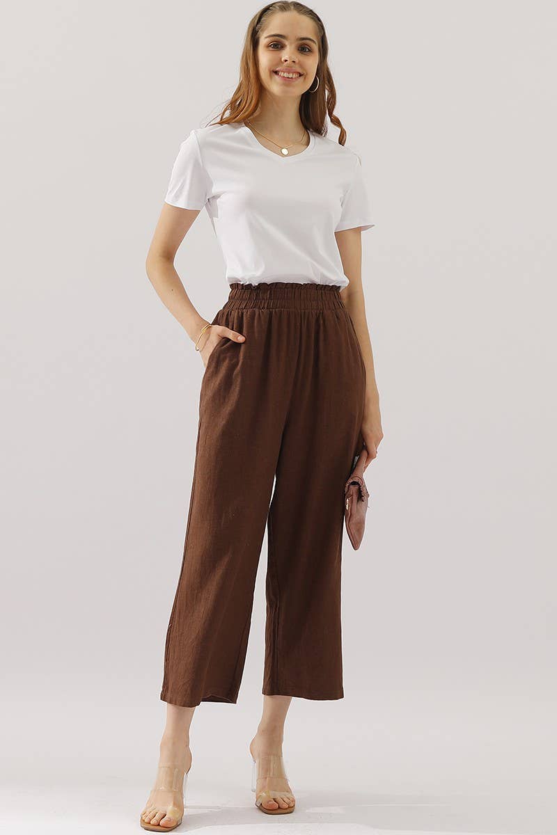 NINEXIS - Wholesale Pants - Women's - CWBLP416_EASY PULL ON LINEN CAPRIS PANTS WITH SIDE POCKET11
