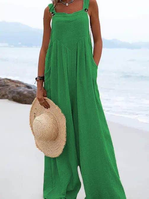 Sweetkama - Venta al por mayor Peto - Mujer - Mono suelto de crepé liso para mujer SKJ16225