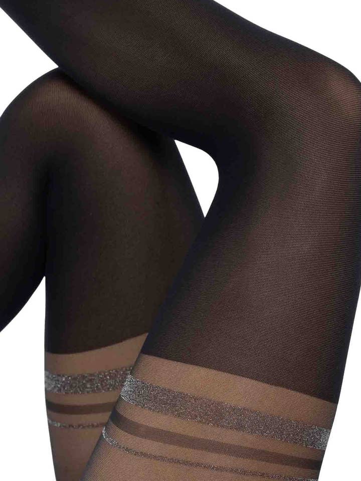 Silver lurex sock-effect tights for wholesale by ENDLESS BIO TIGHTS by Diamantea