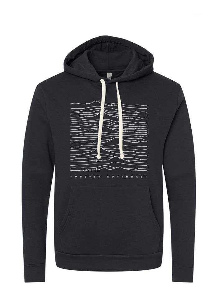 Cascade Mountain Range Hoodie - Black (NEW STYLE) for wholesale by Forever Northwest