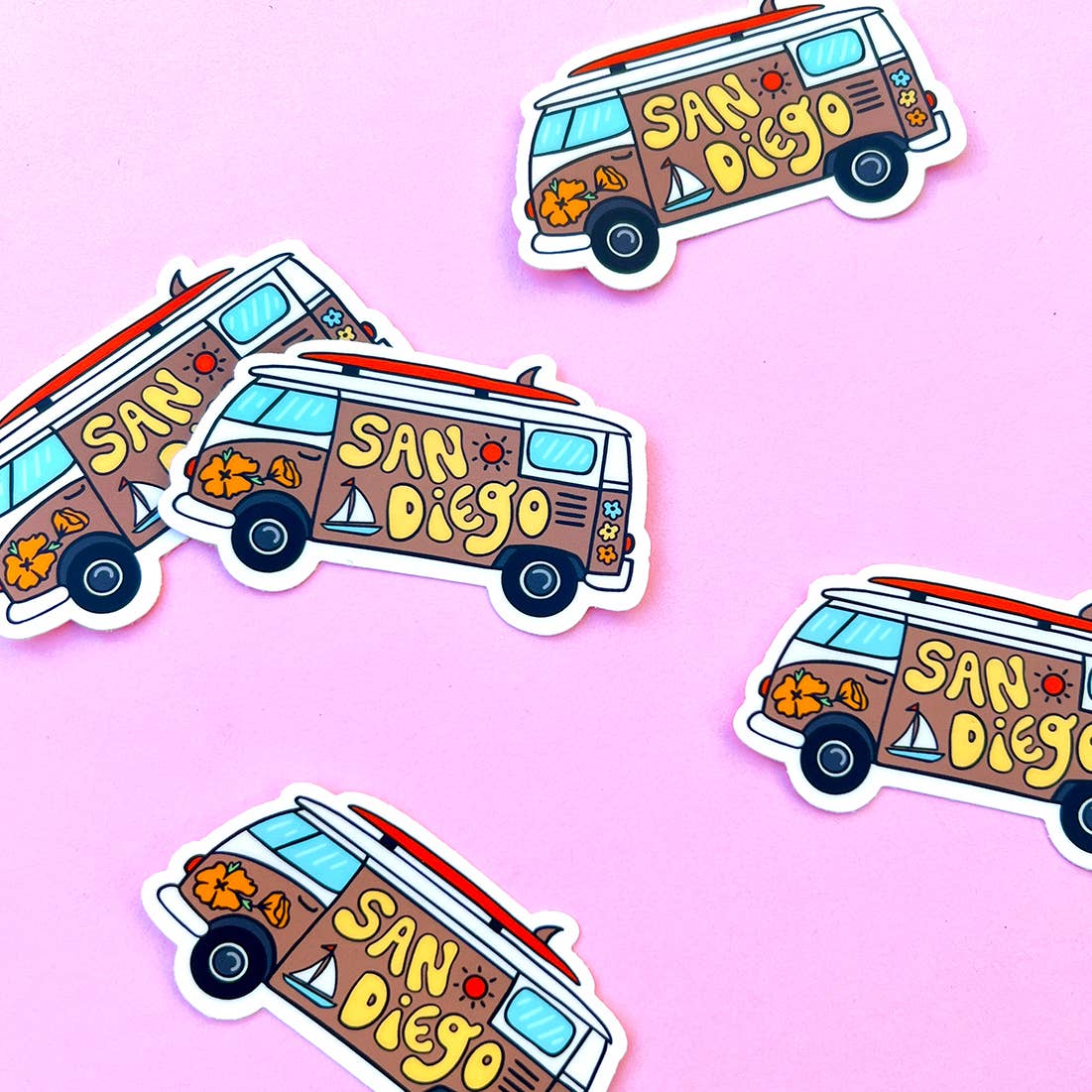 Brenna Daugherty Illustration - Wholesale Sticker - San Diego Surf Van Sticker3