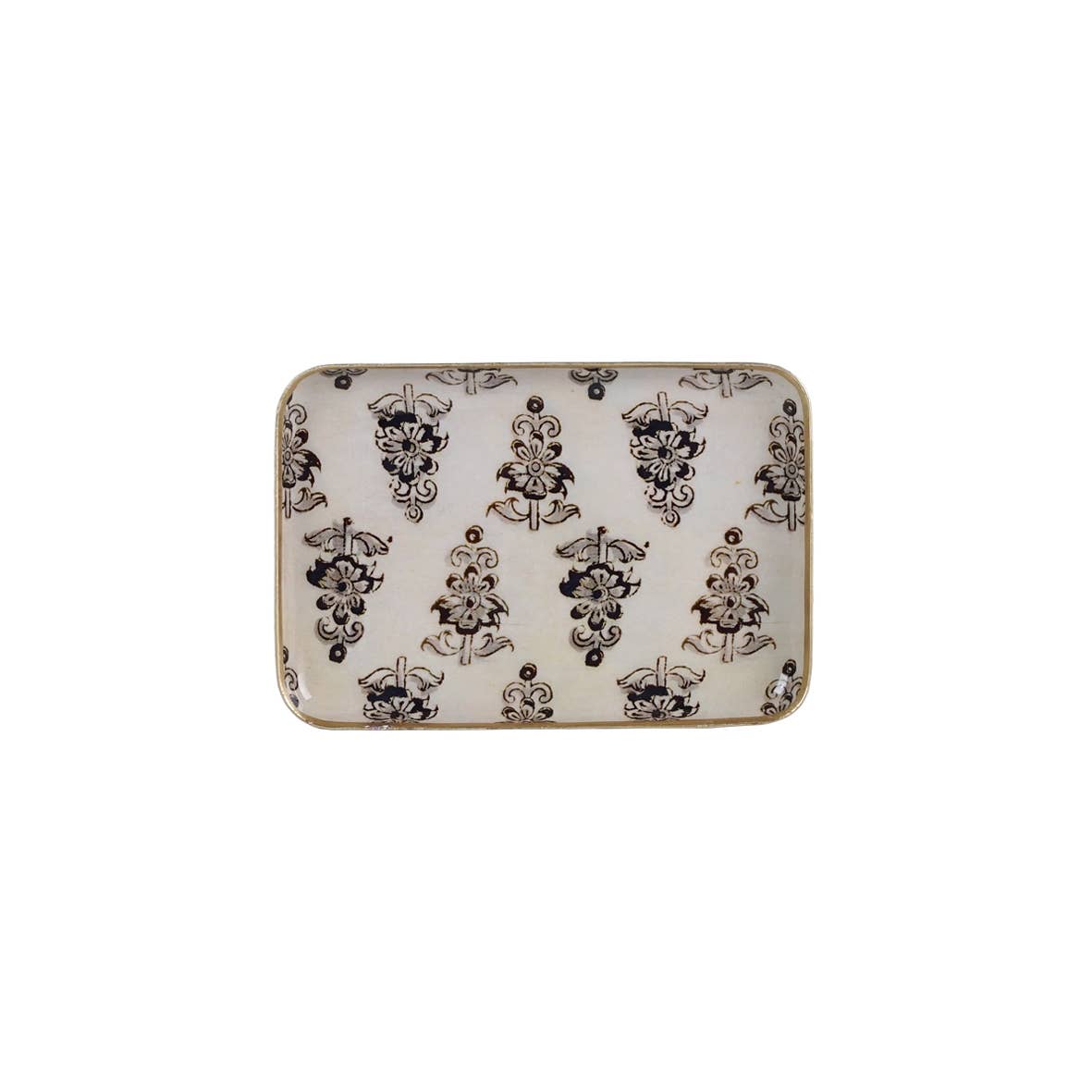 Maison Lilo - Wholesale Decorative Tray - Hoya enamel metal tray 10x15, gold border