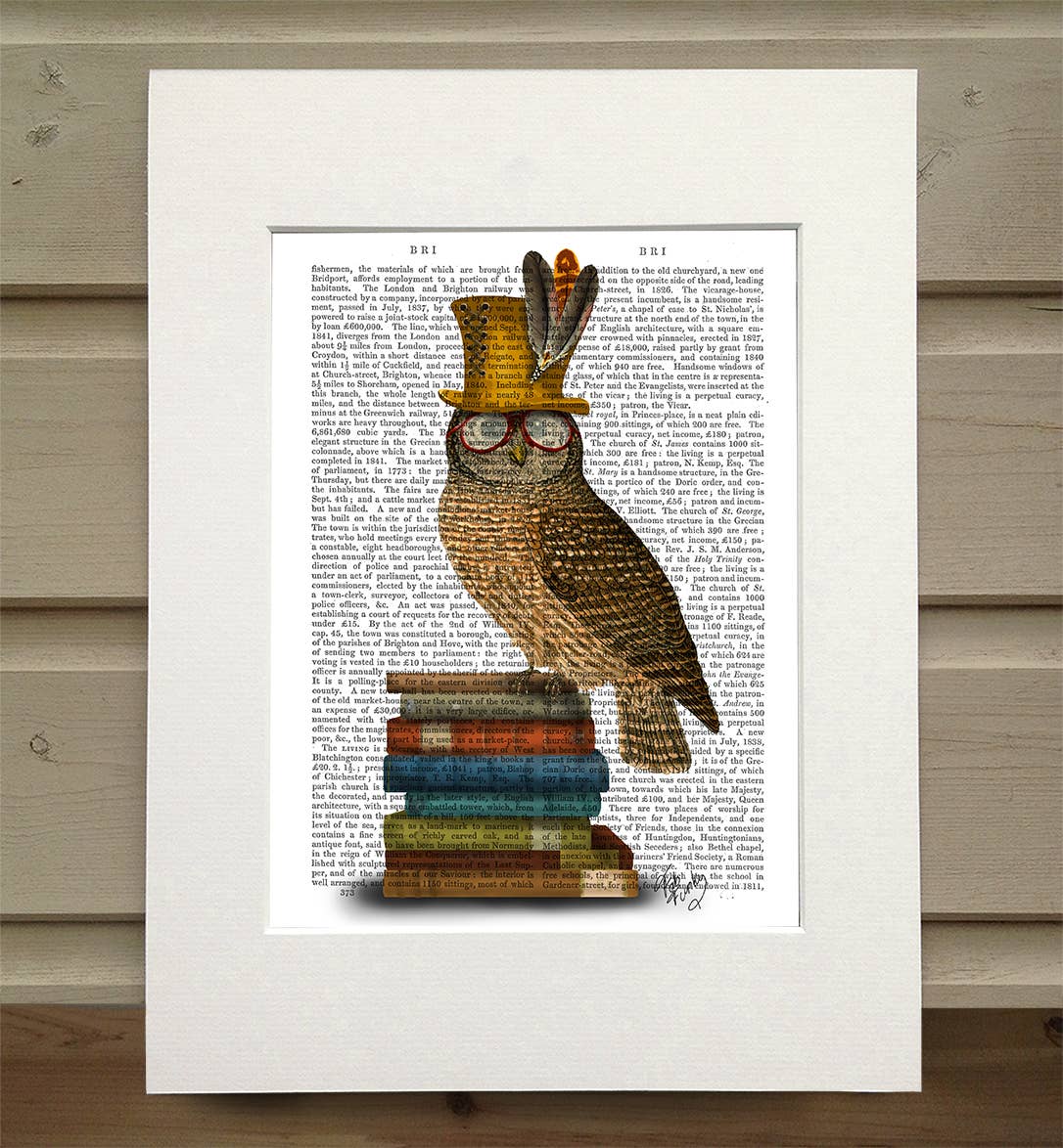 FabFunky Ltd - Wholesale Art Print - Owl on Books Book Print / Art Print / Wall Art0