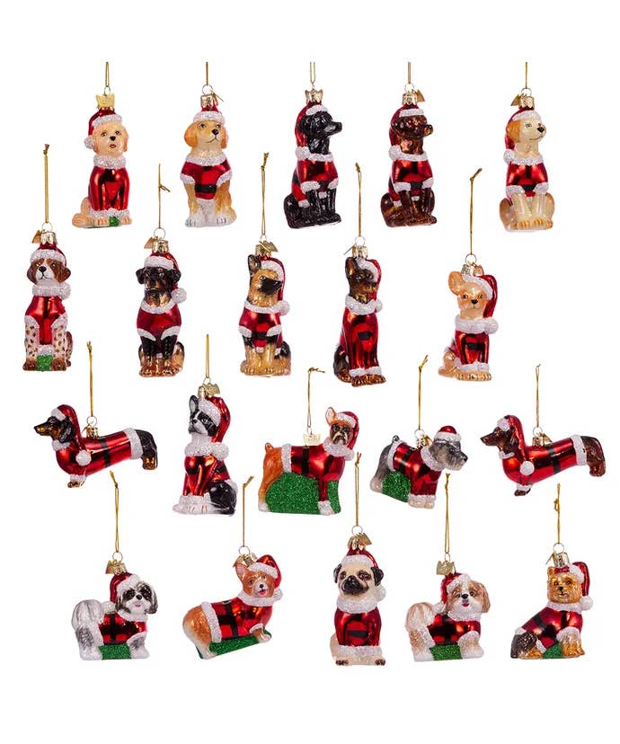 Kurt S. Adler, Inc. - Wholesale Ornament Set - 3-3.5" Nobl Gem Dog W/Santa Suit 20a