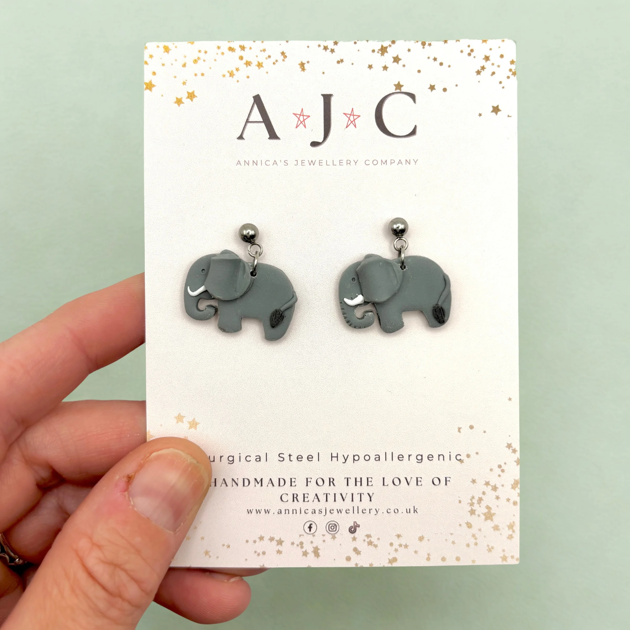 Annica’s Jewellery Co – wholesale Dangle earrings – Grey Elephant Dangles5