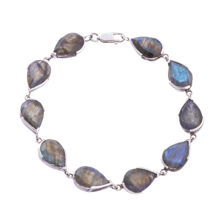 Nyha Labradorite Bracelet, Sterling Silver for wholesale by Suka Jewelry Store