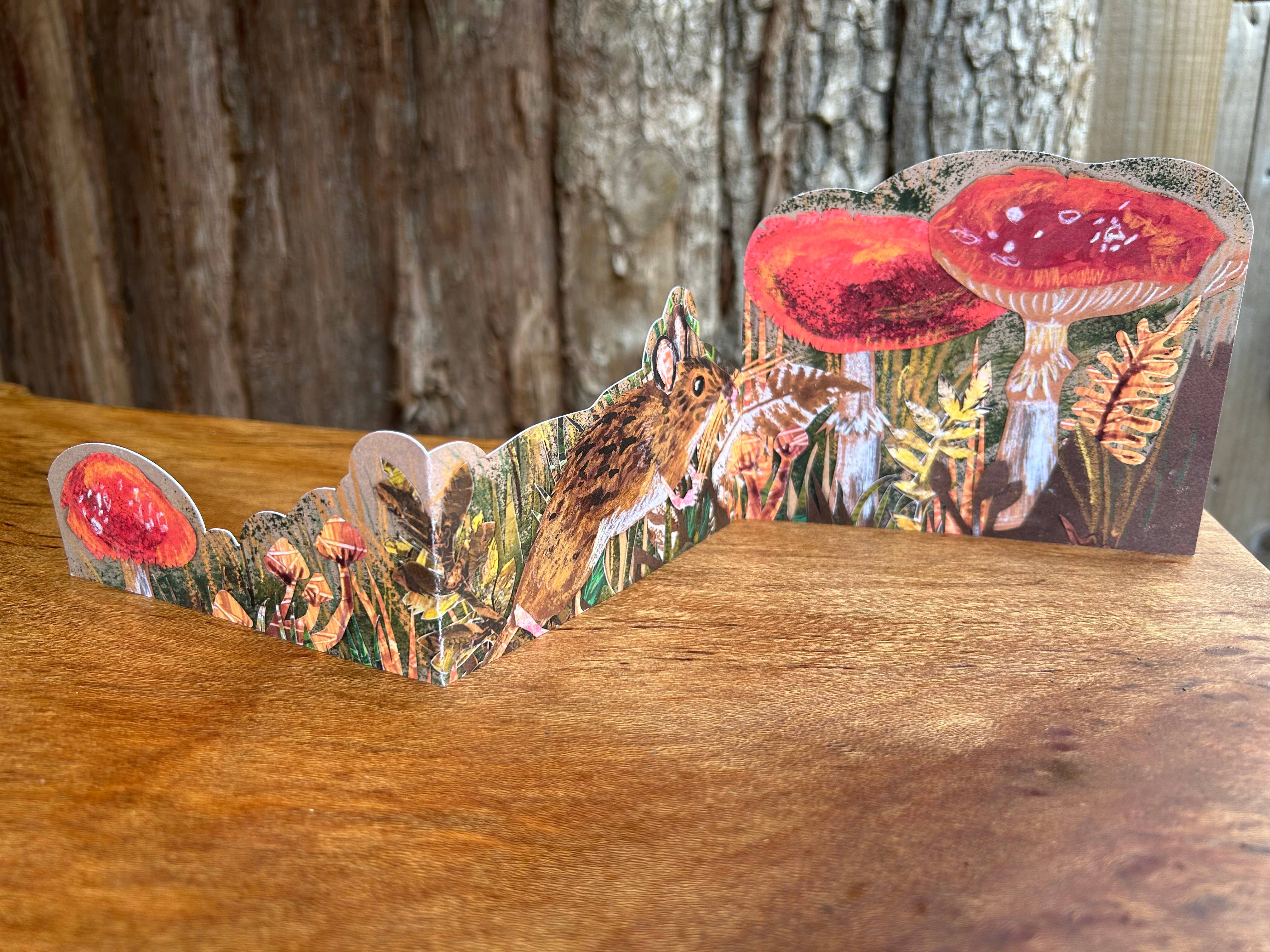 Clare O’Neill Artworks – wholesale Everyday greeting card – Autumn Mouse die cut trifold greeting card4