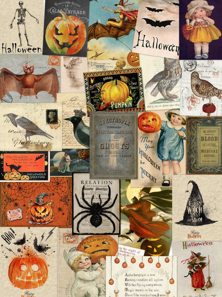 Collezione assortita di carte per Halloween da 11" x 17", 50 pezzi per la vendita all'ingrosso da parte di Monahan Papers