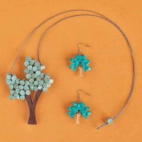 Bijondo – Brincos de argola por atacado – Brincos de madeira com pingente divertido em formato de árvore9