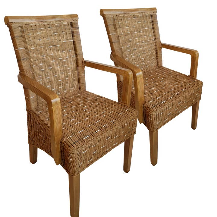 Voglrieder - Wholesale Chair - Dining room chairs set with armrests 2 pieces rattan chair brown14