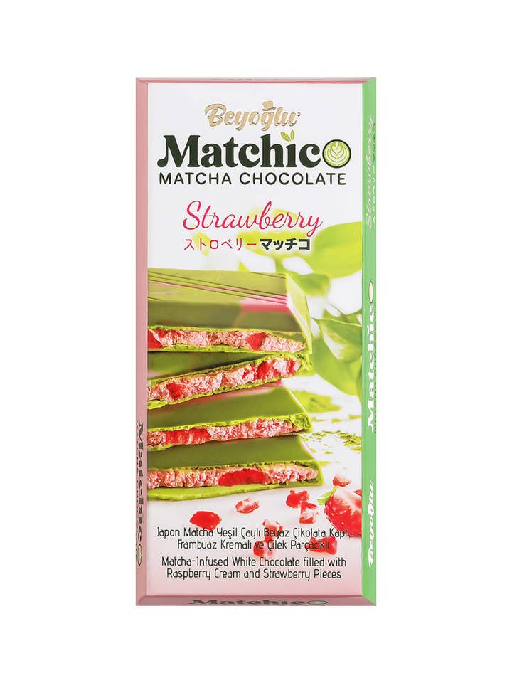 Beyoglu Matchico Premium Matcha Infused White Chocolate with Strawberry & Raspberry Cream - 3.36 oz (95g) for wholesale by Aladdin