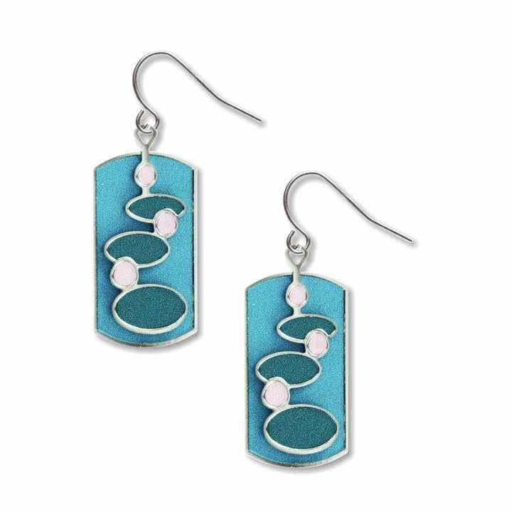 Abstract Water Lilies II Earrings, MADE in USA for wholesale by David Howell and Company