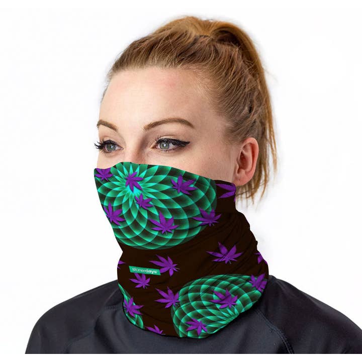 StonerDays Apparel - Wholesale Neck Warmer/Snood - Unisex - Neon Mandala 420 Friendly Neck Gaiter4
