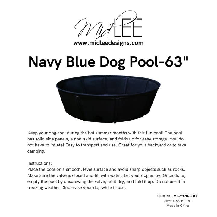 Midlee Designs - Wholesale Pet Bowl - Cat/Dog - Midlee Navy Blue Dog Pool-63"2