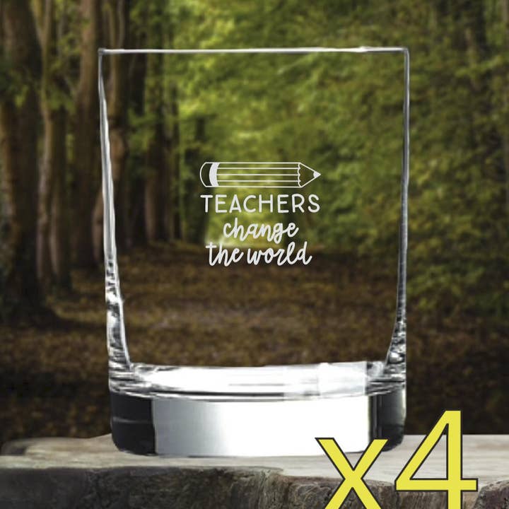 Teacher Quote 14oz Whiskey Glasses Set of 4 Premium Gift for wholesale by Texan Customs