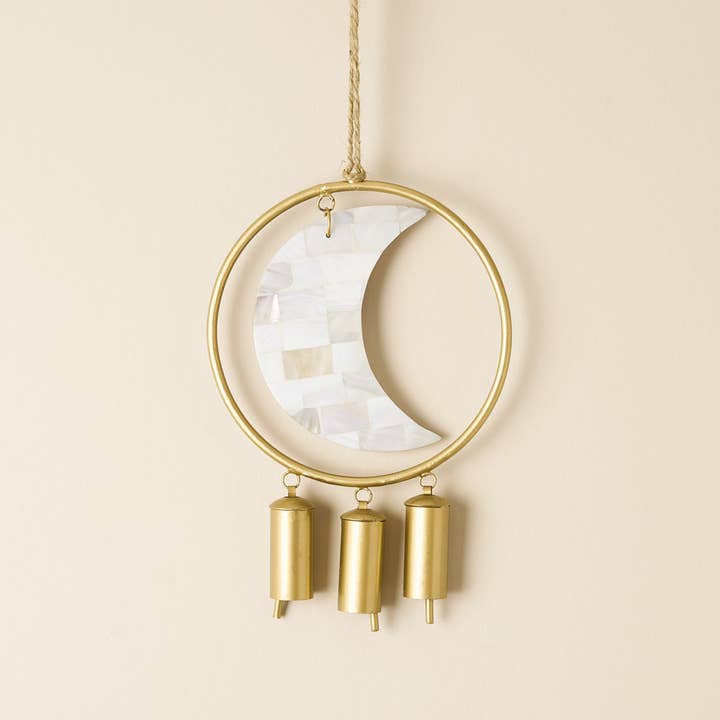 Matr Boomie Fair Trade - Wholesale Wind Chime - Chayana Large Moon Mother of Pearl Wind Chime - Fair Trade3