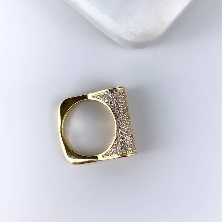 DIJU Jewelry - Wholesale Multi-Stone Ring - 18k Gold Filled Folded Micro Pave Cubic Zirconia Ring Wholesale Jewelry Supplies5