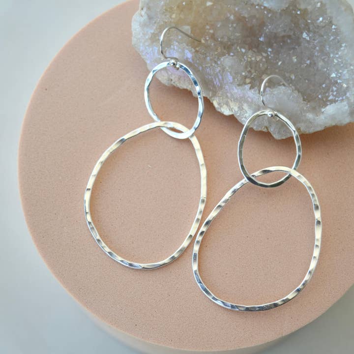 Organic Silver Hoop Earrings for wholesale by Justine Brooks Design