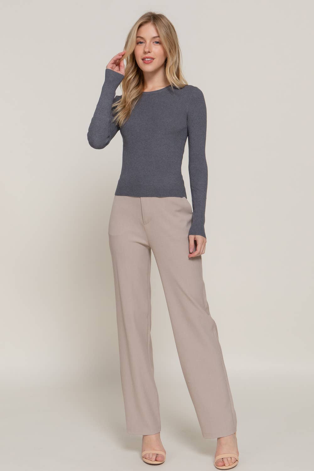 Active Basic | Active USA - Wholesale Knit Sweater - Women's - Long Sleeve Crew Neck Viscose Rib Sweater50