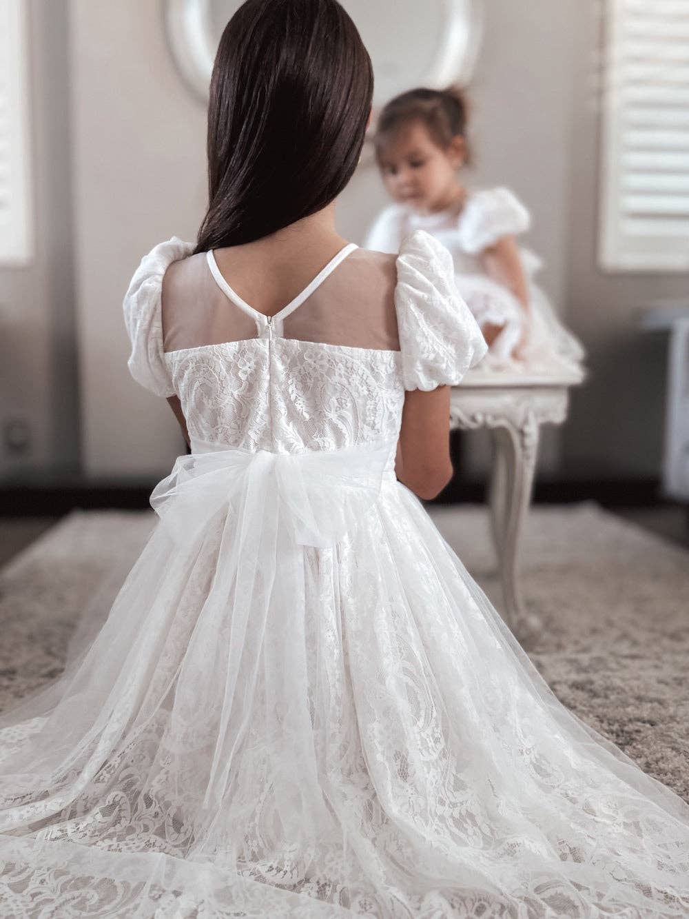 A Little Lacey – wholesale Dress – Kids – Genevieve Girls White Lace Dress10