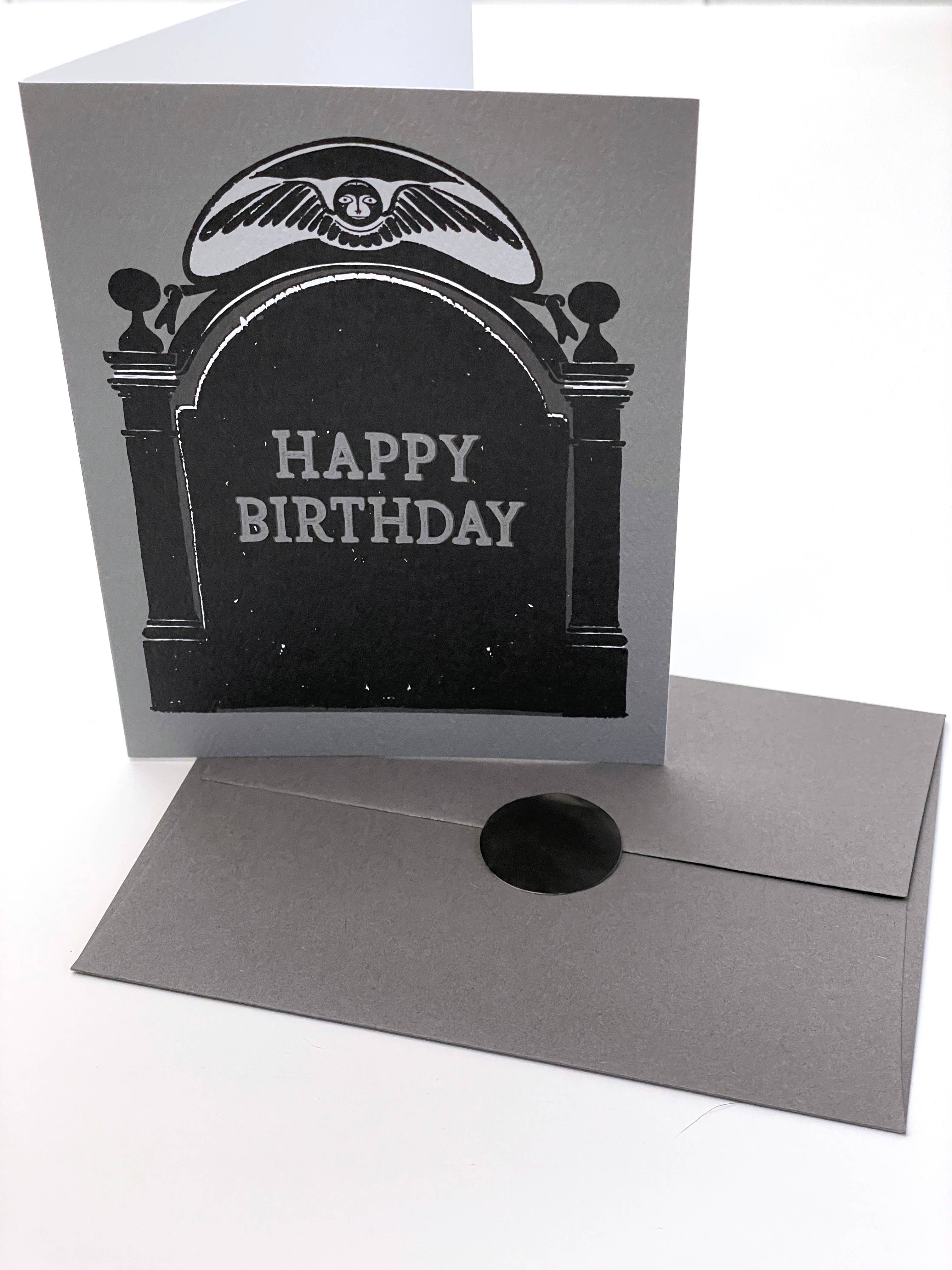 drawn by water - Wholesale Birthday Card - Classic Gravestone Happy Birthday Card,Goth Stationery2
