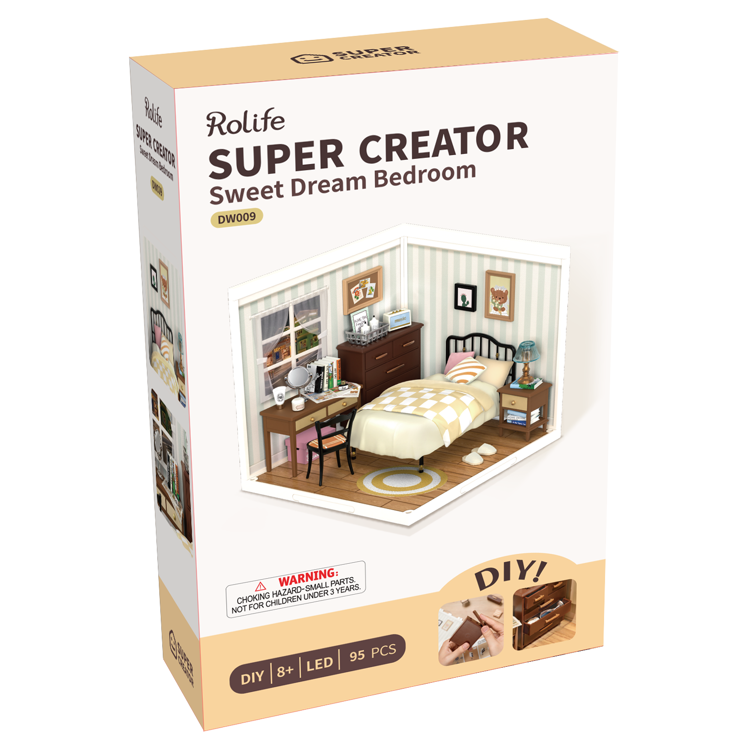 Robotime - Vente Kit de bricolage - DW009 Sweet Dream, chambre à coucher Rolife DIY, maison miniature en ABS11