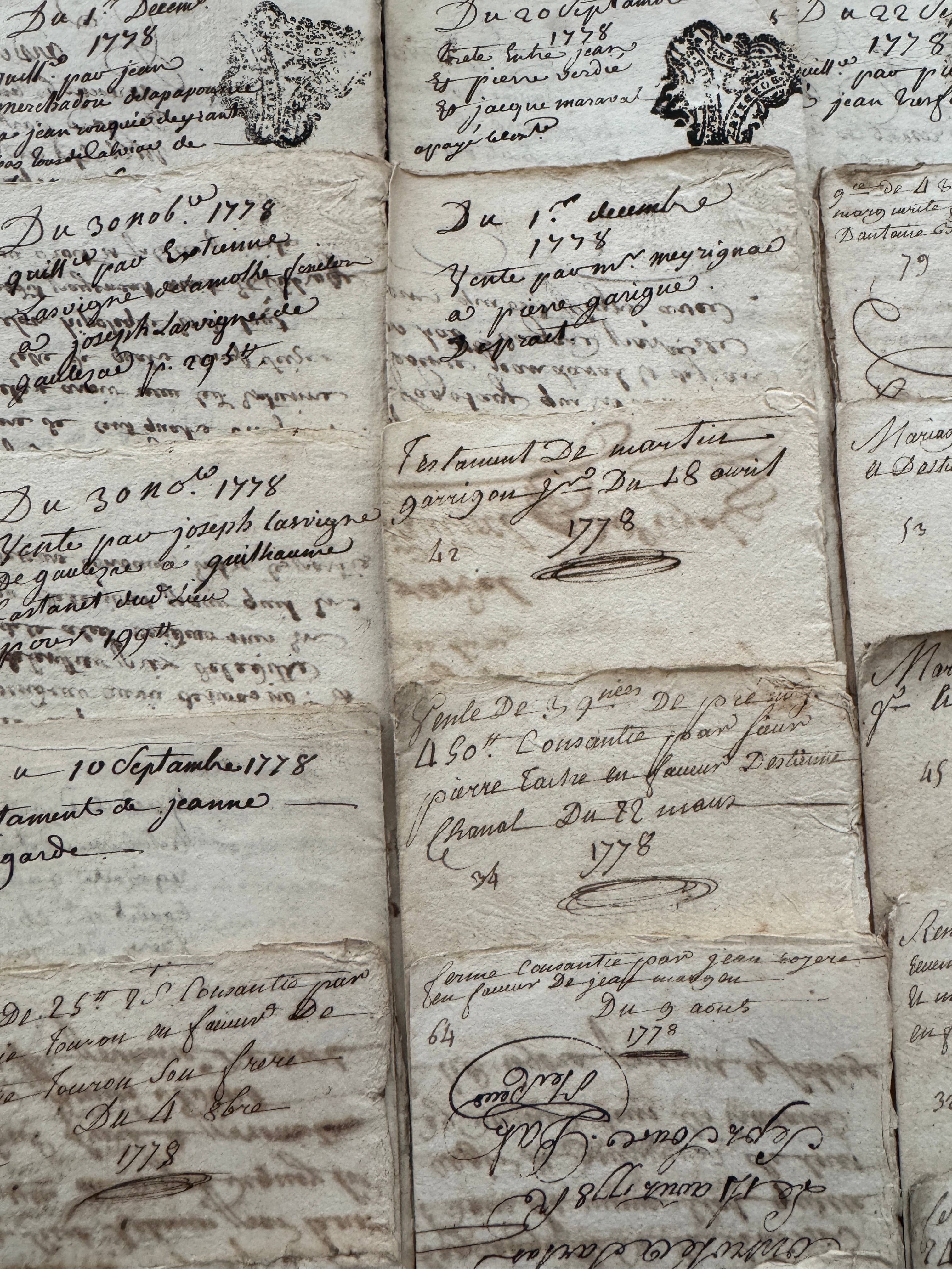 Monahan Papers - Wholesale Decorative Tabletop Object - Antique 1778 French Documents - 247 Years Old 3