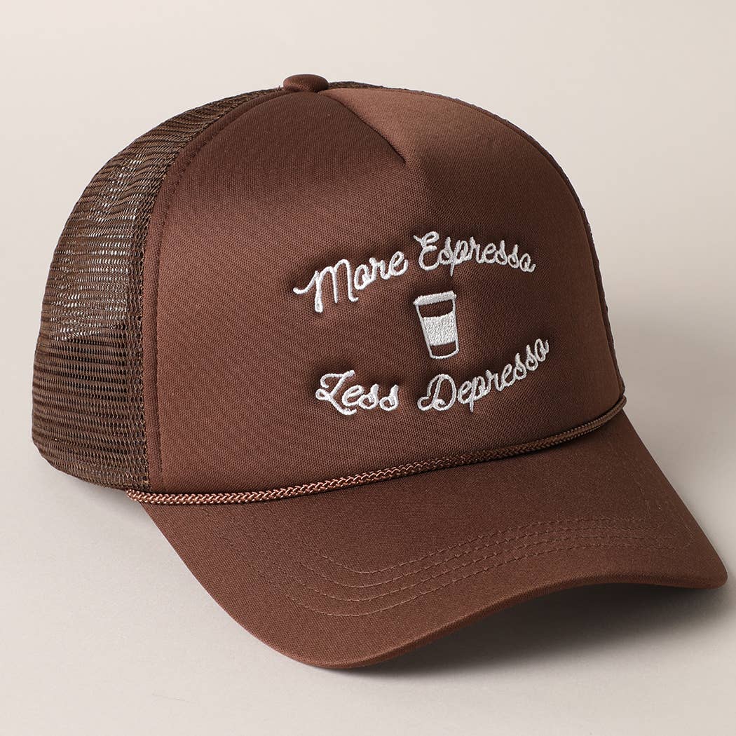 Fashion City - Wholesale Trucker Hat - Women's - More Espresso Less Depresso Embroidery Trucker Hat8