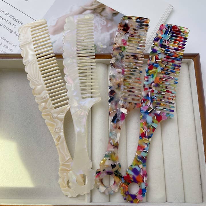 RETRO TORTOISESHELL COLOR HANDLE WAVY COMB_CWMM1082 for wholesale by ACCITY