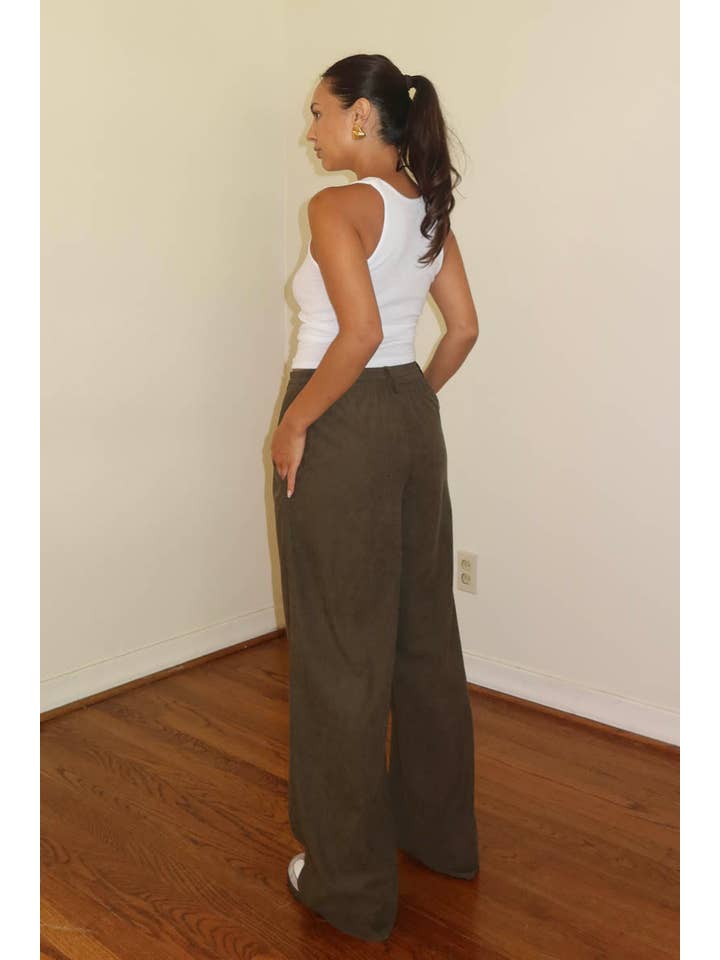 Salty - Wholesale Pants - Women's - CORD DRAWSTRING WIDE PANTS1