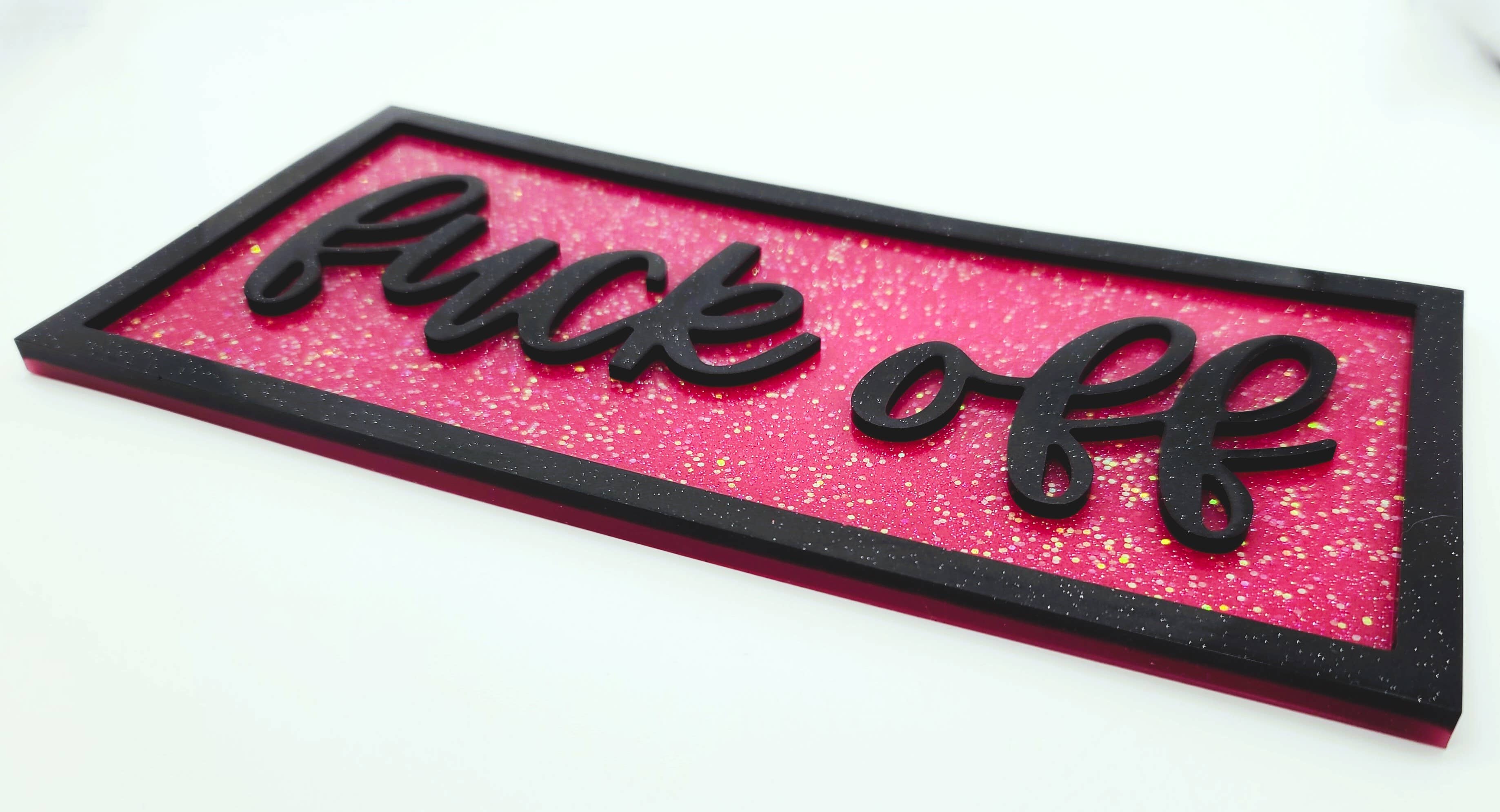 Slightly Askew Art - Wholesale Sign - Eco-Friendly Resin "Fuck Off" Funny Swear Word Wall Sign1