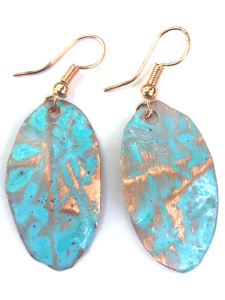 Orecchini ovali in PP turchese per la vendita all'ingrosso da parte di Inspire Me Artworks