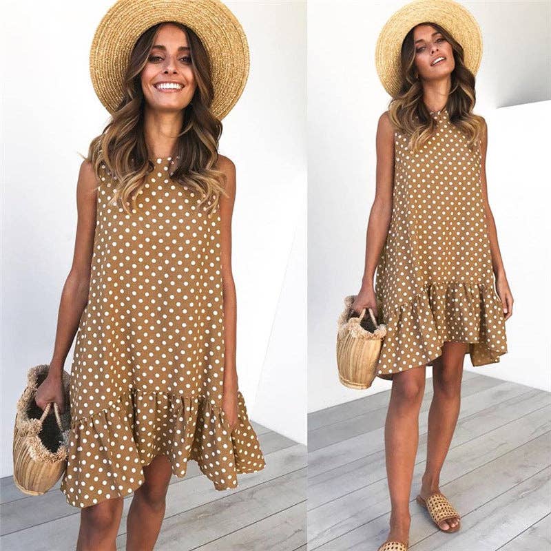 Sharon Tatem Fashion LLC - Wholesale Dress - Women's - Dress Sexy Boho Beach Sundress Women Floral Printed Polka Dot25
