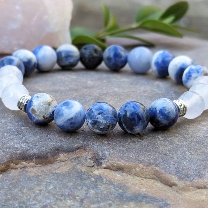 Blue Sodalite + Agate Bracelet | Communication Bracelet for wholesale by Coconut Quartz