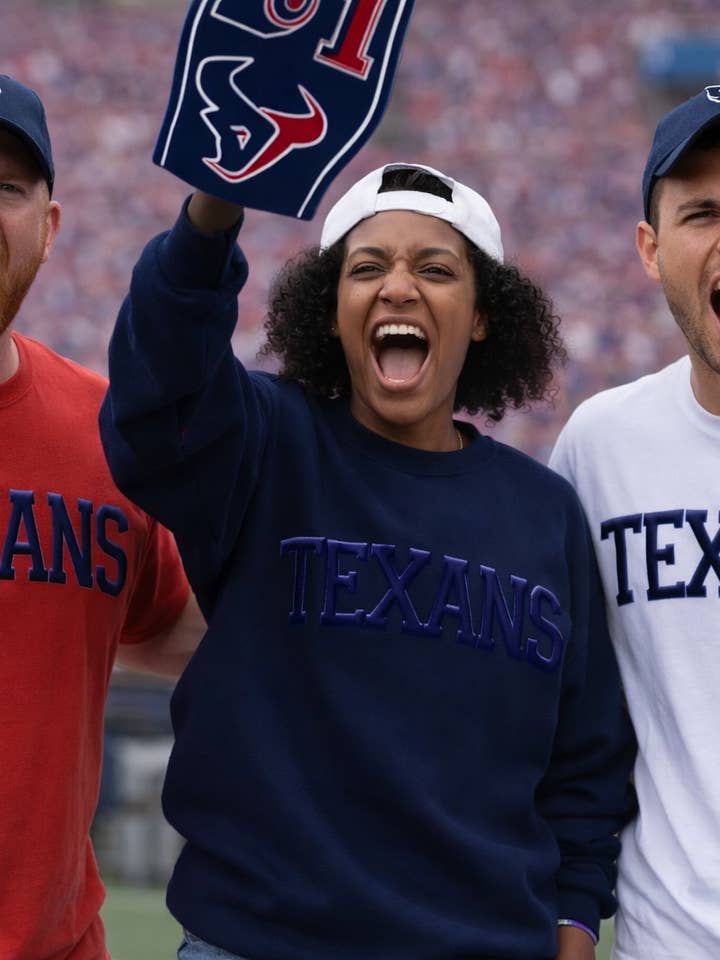 Texans PUFF Vinyl shirts Houston 3D Sweatshirts Embossed for wholesale by A Blessed Texas Mess Boutique