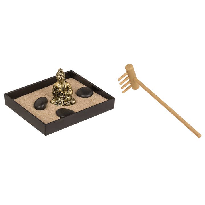 Wurm - Wholesale Gag Gift/Novelty Gift - Mini Zen Garden Set, plastic tray in 9x7.5cm, with Buddha figure, stones, sand, and plastic rake, 12 pieces in display6