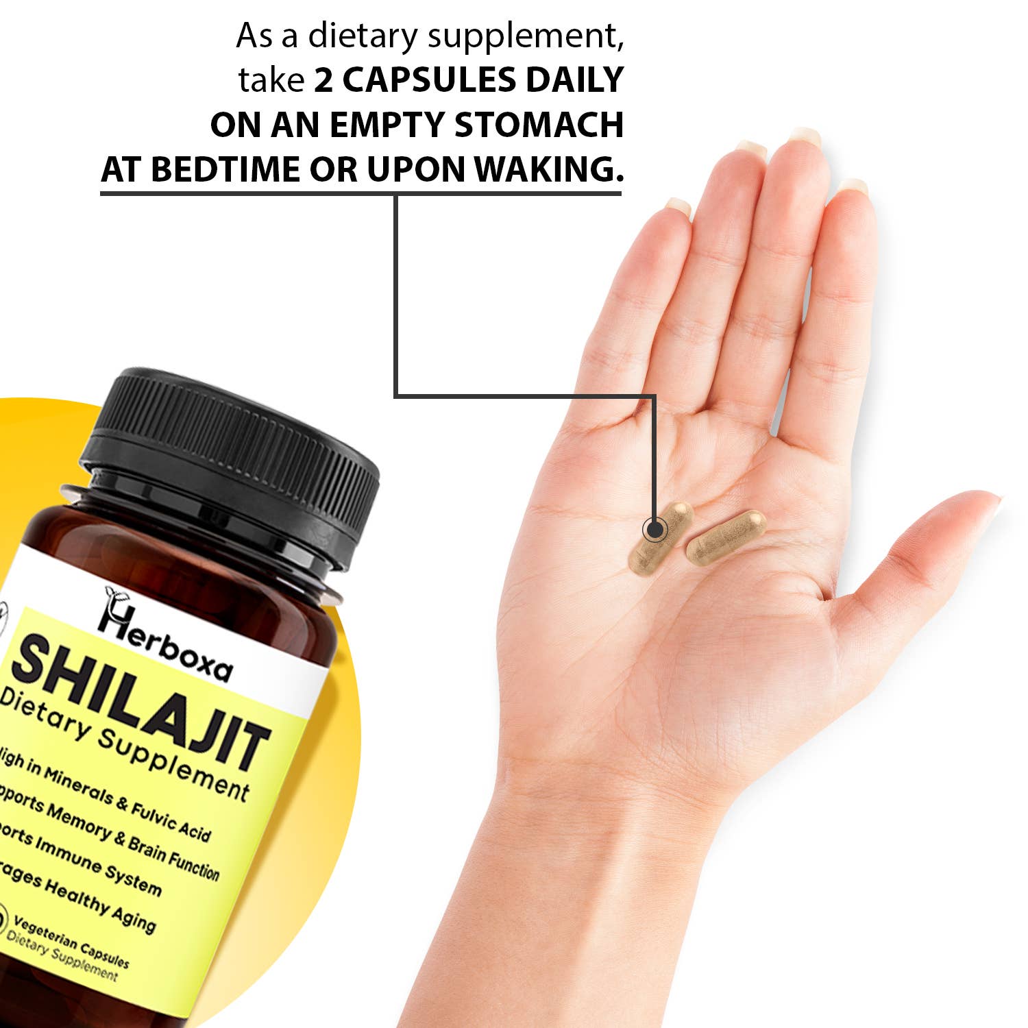 Likasso - Vente Supplément oral/vitamine - Capsules de soutien immunitaire et de stimulation du cerveau Herboxa Shilajit2