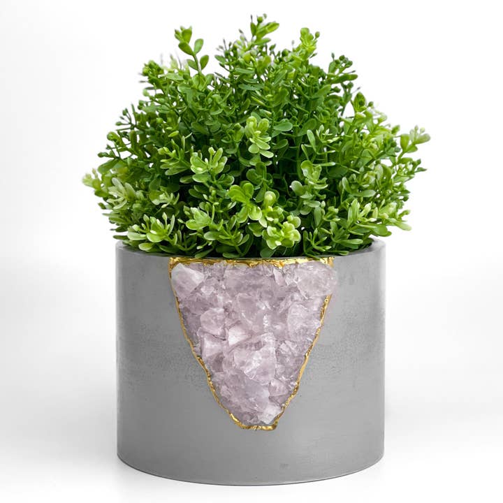Planters Made in the USA – Vaso de plantas por atacado – PLANTER QUARTZ ROSE 6 polegadas, plantadora geode grande, vaso cristal
