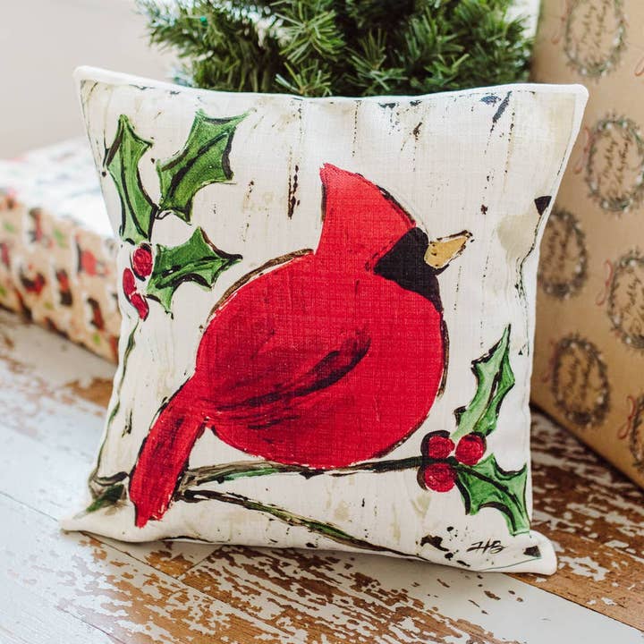 Holly kardinal kudde för wholesale av LuckyBird Apparel and Home