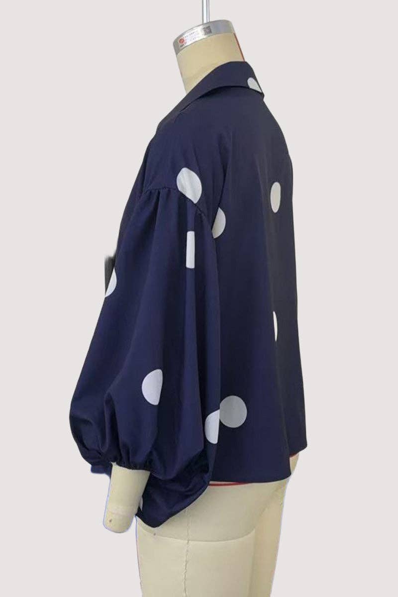 Mccolin - Vendita all'ingrosso Camicetta - Donna - Blusa a Pois con Scollo a V Profondo11