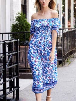 Abito Paisely Priya Garden - Spalle scoperte per la vendita all'ingrosso da parte di Amita Naithani