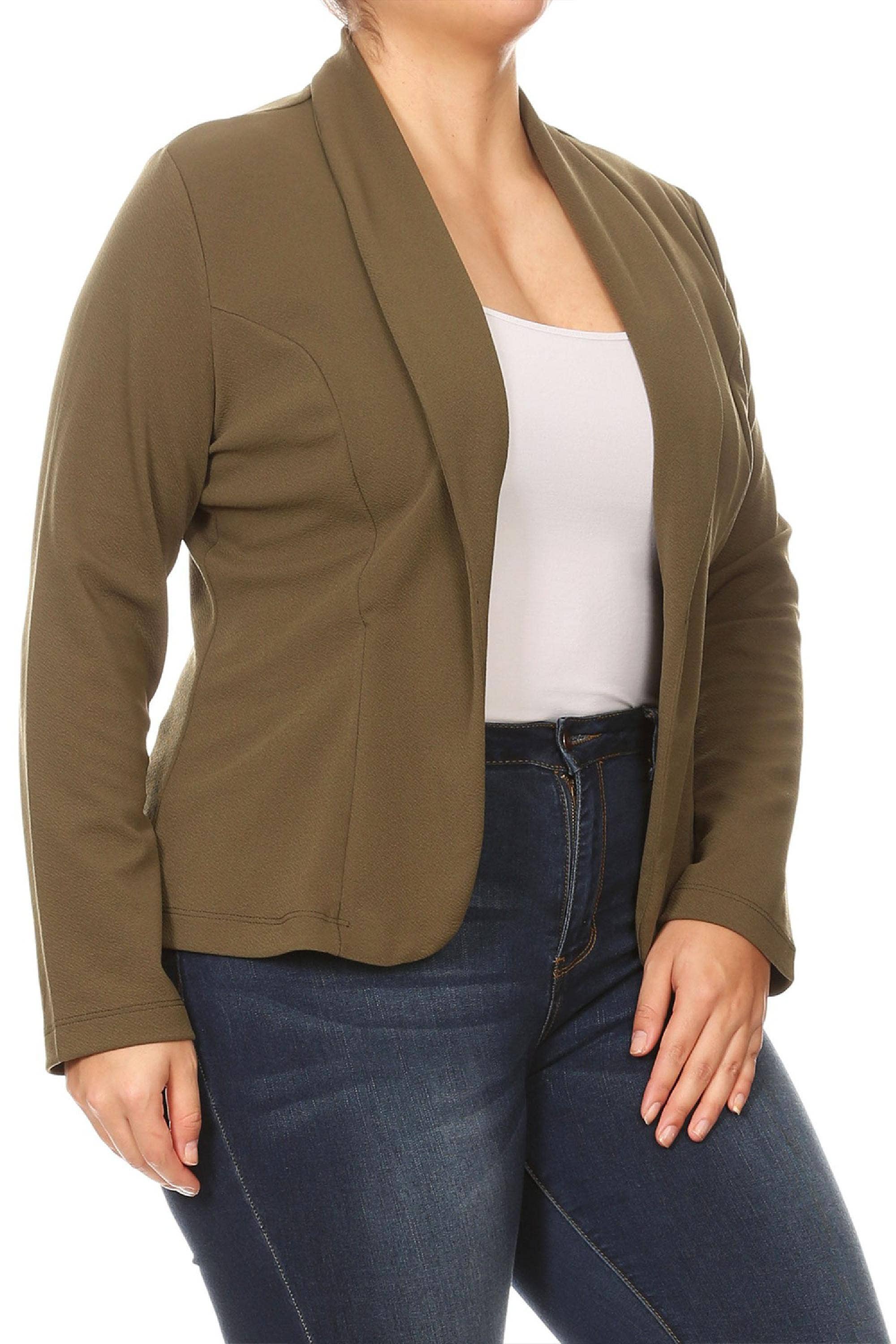 MOA COLLECTION - Wholesale Blazer - Women's - Women's Solid Casual Plus Size Trendy Blazer Jacket37