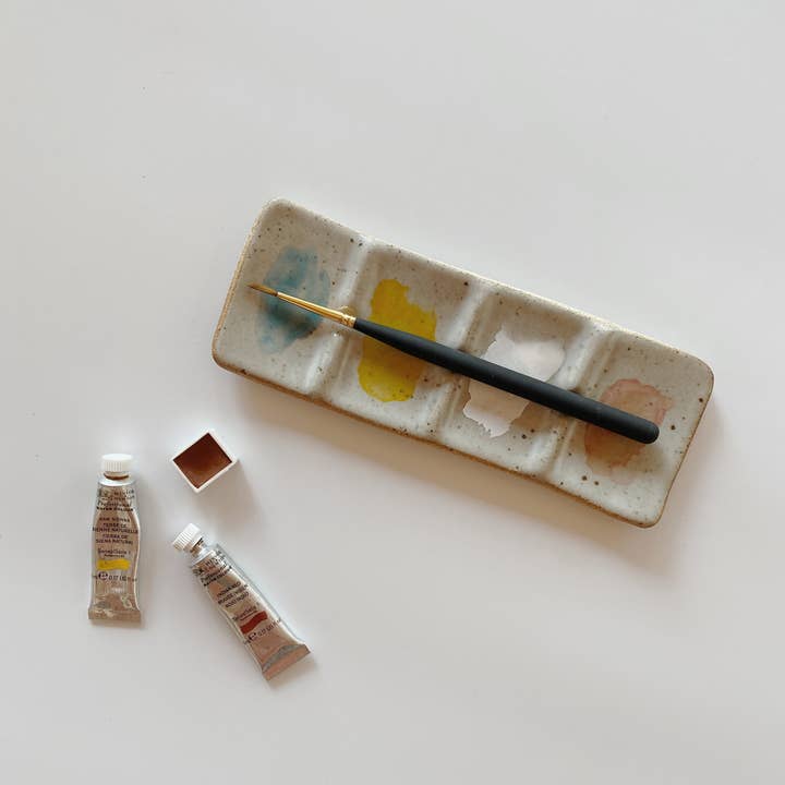 Handmade Ceramic Watercolor Palette: Travel Size, 4 Wells for wholesale by Sun to Sea